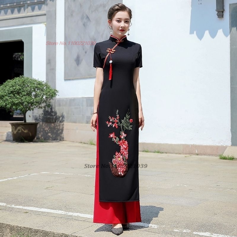 Ao Dai Vietnam Dress - 2026 vietnam traditional aodai dress+pants set