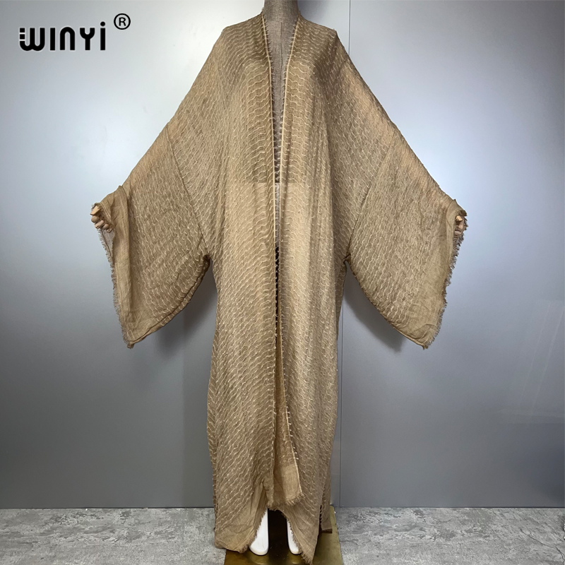Kaftan Women Boho - WINYI Geometric print kimono kaftan beachwear