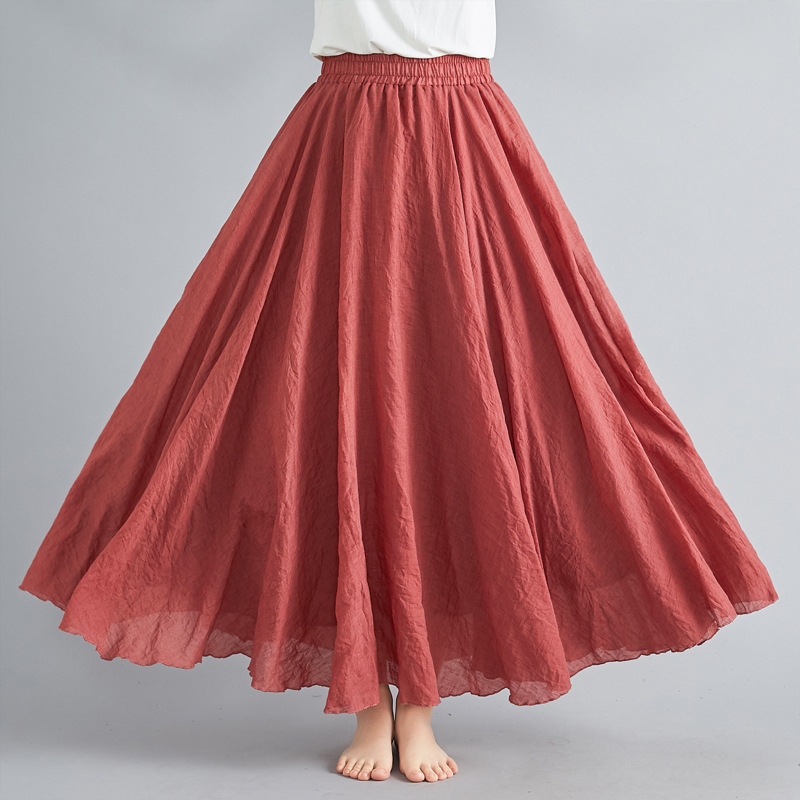 Ethnic Fashion Walk - Large Size Cotton Linen Half Skirt