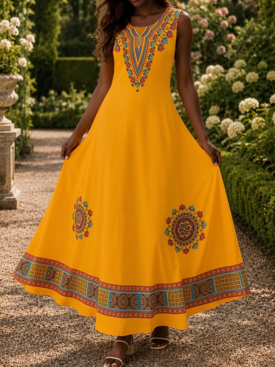 Women's African Print Maxi Dre - Ethnic Boho Fashion 评论和价格