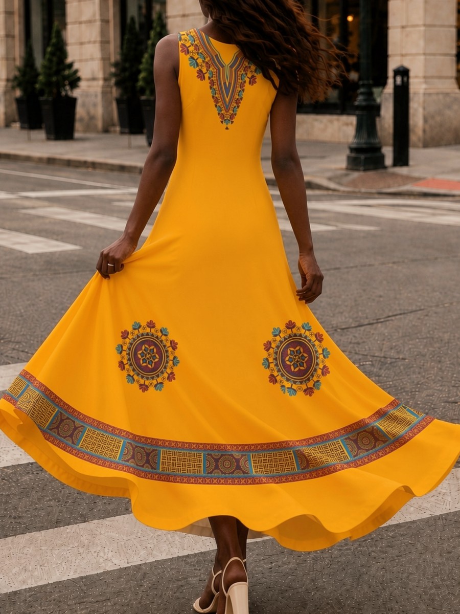 Women's African Print Maxi Dre - Ethnic Boho Fashion 评论和价格