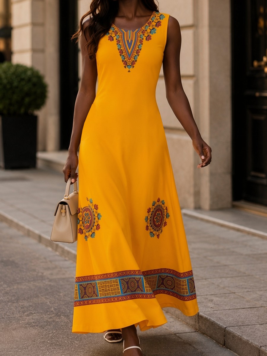 Women's African Print Maxi Dre - Ethnic Boho Fashion 评论和价格