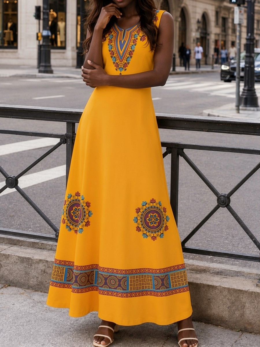 Women's African Print Maxi Dre - Ethnic Boho Fashion 评论和价格