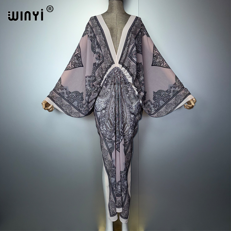 WINYI V-neck Sexy Dress Arabic - Kaftan Women Boho 评论和价格