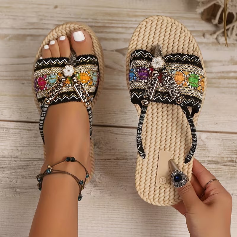 Women Slippers Outdoor Handwov - Ethnic Modern Fashion 评论和价格