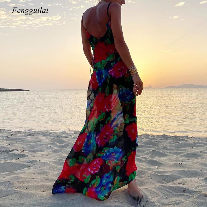 Floral Print Summer Spaghetti  - Kaftan Women Boho 评论和价格