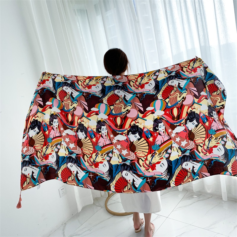 90x185cm Cotton Linen Print Su - Kaftan Women Boho 评论和价格